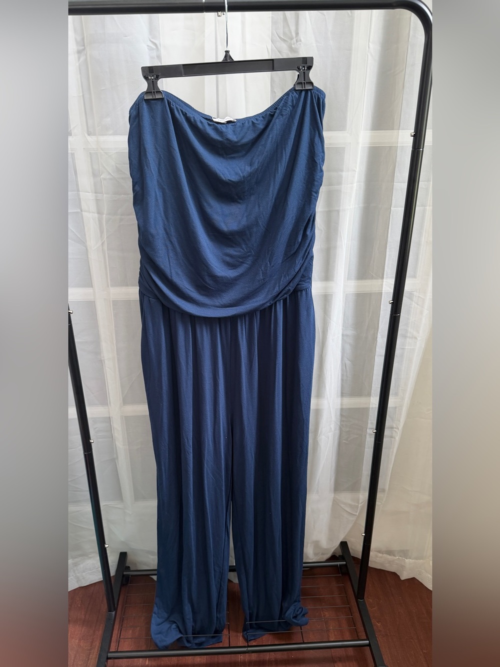 Strapless Navy Jumpsuit with Pockets
